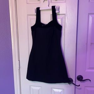 velvet detailed black dress